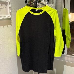 Black and Neon Yellow Raglan Shirt